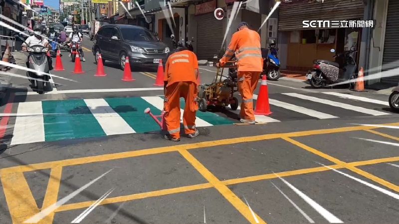 東海商圈黃金路口　畫「綠斑馬」導動線