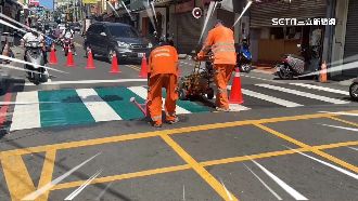 東海商圈黃金路口　畫「綠斑馬」導動線