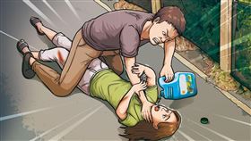 ▲洪姓男子（上）不滿已婚的沈姓女友（下）提分手，不僅持刀刺沈，還對她強灌農藥。（圖／示意畫面）