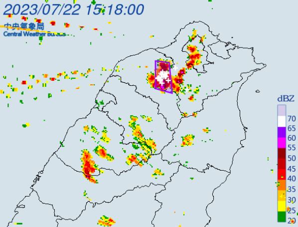 中央氣象局發布「6縣市」大雷雨即時訊息。（圖／翻攝自中央氣象局）