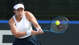 詹詠然睽違8年再扛單打，僅花44分鐘就直落二速斬對手。（圖／四維體育推廣教育基金會提供）