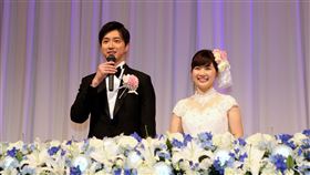 江宏傑與福原愛當年舉辦世紀婚禮，如今結束5年婚姻撕破臉。（圖／美聯社／達志影像）