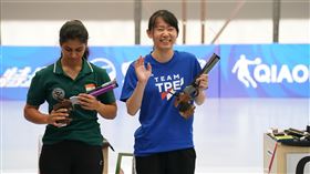 ▲成都世大運，清華大學陳俞如在女子10公尺空氣手槍決賽，射下總分215分奪得銅牌。（圖／大專體總提供）