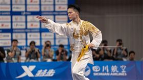 ▲成都世大運，孫家閎太極劍項目的戰袍融入台灣藍鵲。（圖／體育署提供）