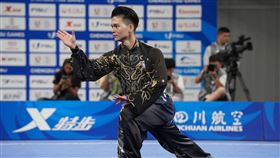 孫家閎世大運太極拳摘金 台灣首金出爐台灣男子武術好手孫家閎繼29日成都世界大學運動會太極劍奪銀後，30日在太極拳項目以9.693分獲得金牌，這也是台灣隊本屆首面金牌。（大專體總提供）中央社記者黃巧雯傳真 112年7月30日