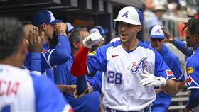 ▲勇士歐森（Matt Olson）單場雙響砲灌進5分打點。（圖／美聯社／達志影像）