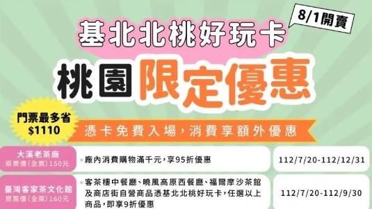 北北基桃景點暢遊卡明開賣　桃園加碼優惠