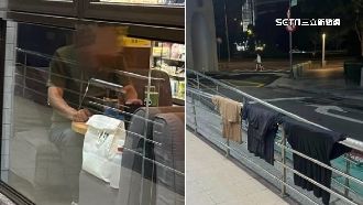 獨／寄生超商門口曬衣　男駁：晚上有回家