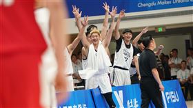 台灣男籃在預賽最終戰擊敗地主中國隊。（圖／大專體育總會提供）
