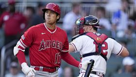 ▲大谷翔平首打席遭到「3球三振」，成為勇士投手史崔德（Spencer Strider）本季第200K祭品。（圖／美聯社／達志影像）