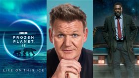 《路德探長》（右起）、《戈登拉姆齊明日廚神》、《冰凍星球II》在台都可以觀賞。（圖／BBC提供）