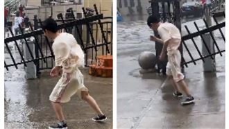 男大生出門「倒楣撞上颱風」下幕全場笑了