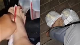 點餐遭報復！外送員「吸管放腳趾縫摩擦、光腳踩餐點」　噁心畫面曝光（圖／翻攝自微博）