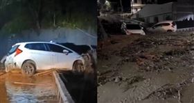 土石流沖走轎車　春陽部落仍有1300人受困，圖／CTWANT