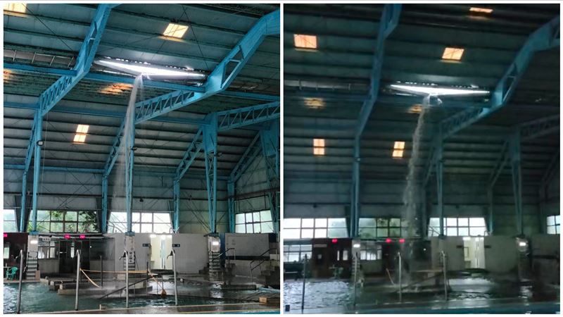 雨炸出破洞？歸仁游泳池驚見超強SPA水柱