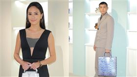 關穎（左）和王柏傑出席「LV珍稀皮革展」。（圖／記者楊澍攝影）