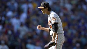 ▲藤浪晉太郎拿下大聯盟首次救援成功。（圖／美聯社／達志影像）