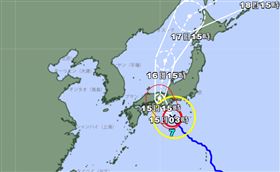 今年第7號颱風蘭恩很可能15日上午登陸日本本州。（圖／日本氣象廳）