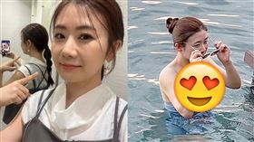 福原愛在新加坡金沙酒店玩水。（圖／翻攝Friday週刊）