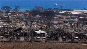 美國夏威夷毛伊島拉海納鎮被大火蹂躪的景象。（圖／路透／達志影像）