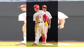 ▲吉力吉撈．鞏冠左大腿後側拉傷，至少休2週。（圖／味全龍球團提供）