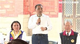 ▲侯友宜北山古洋樓舉行「金門政策記者會」前縣長楊鎮浯、立委陳玉珍陳雪生陪同（圖／記者陳怡潔攝影）