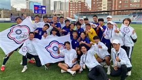 ▲東亞青年運動會，台灣男子足球在決賽以8：0擊敗香港隊，摘下金牌。（翻攝自中華民國足球協會臉書）