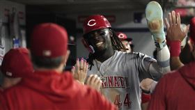 ▲紅人新秀克魯茲（Elly De La Cruz）生涯前64場比賽10轟、20盜，大聯盟史上第1人。（圖／美聯社／達志影像）