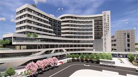 高雄捷運南岡山站附近新建中之高雄醫學大學附設高醫岡山醫院示意圖(圖/醫院提供/MyGoNews提供)