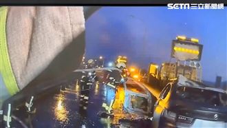 BMW撞工程車成火球駕駛身亡　救援畫面曝