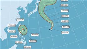 蘇拉來勢洶洶，預估下週三、四對台灣影響最劇烈。（圖／翻攝自中央氣象局）