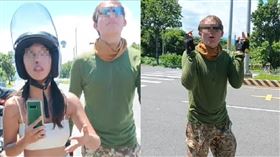 外國人在台東騎車，與皮卡司機因「超車按喇叭」爆發口角。（圖／皮卡駕駛張先生提供）