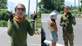 外國人在台東騎車，與皮卡司機因「超車按喇叭」爆發口角。（圖／皮卡駕駛張先生提供）