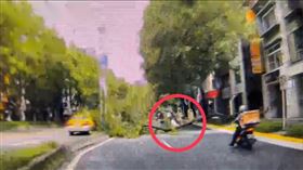 台北市中山北路一段路樹倒塌，砸中57歲林姓男子。（圖／翻攝畫面）