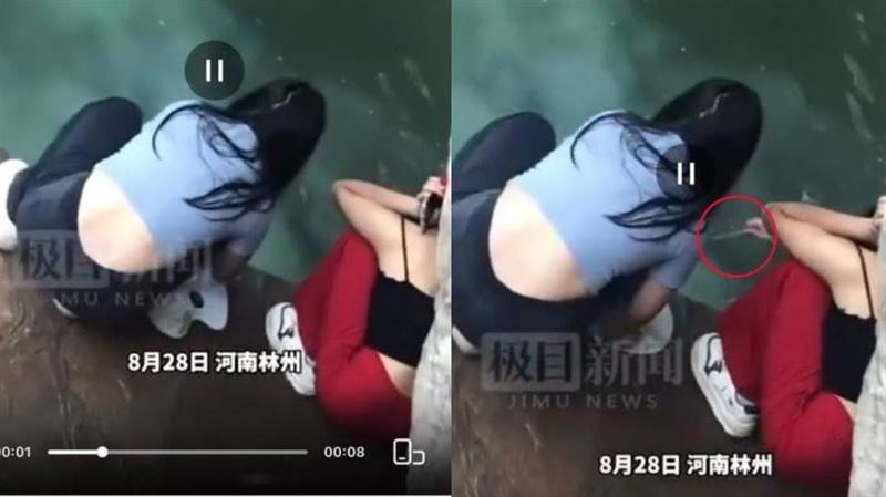 2女學生河邊洗畫筆　河水變色恐汙染環境