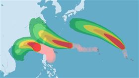三颱共舞。（圖／翻攝自氣象局）