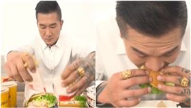 館長吃鰲龍蝦堡（圖／翻攝自「館長惡名昭彰」YouTube）