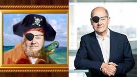 德總理臉部受傷戴眼罩　公布照片掀海盜迷因潮。推特