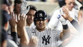 ▲多明奎茲（Jasson Dominguez）首度在洋基球場開轟，生涯前5場比賽都敲安、炸3轟。（圖／路透社／達志影像）