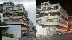 大直民宅塌陷對比圖（圖／翻攝自Google Maps、資料照）