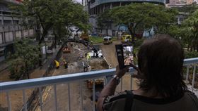 香港重現上月初京津冀泡水慘況。（圖／美聯社／達志影像）