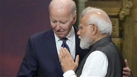 莫迪在官邸與來訪的美國總統拜登舉行雙邊會談。（圖／美聯社／達志影像）