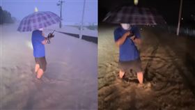 嘉義暴雨不斷！湖子內「水淹至小腿」畫面曝　在地人嚇喊：差點回不了家。（圖／翻攝自嘉義綠豆大小事臉書）
