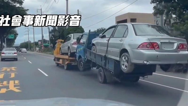 拖吊車上演「疊疊樂」特技　太貪心下場曝