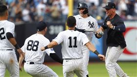 ▲東岡凱爾13局下半敲出再見安打助洋基贏球。（圖／美聯社／達志影像）