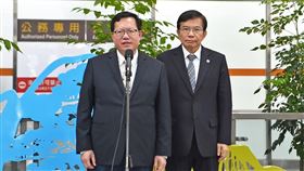 行政院副院長鄭文燦今(13)日出席「2023年第400萬名來臺旅客迎賓活動」。（圖／行政院提供)