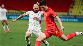 中國國家男子足球隊與敘利亞隊熱身賽（圖／翻攝自新華社）