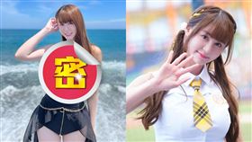 短今極黑連身泳衣超辣胸前「陷下去了」。（圖／翻攝自短今 IG）