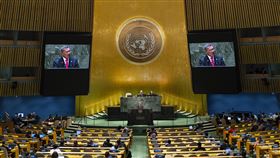 吐瓦魯總理拿塔諾（Kausea Natano） 聯合國大會發言（圖／美聯社／達志影像）