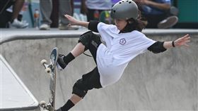 ▲10歲滑板小將「小翼」林柏羽亞運初體驗排名第9差點晉級。（圖／中華奧會提供）